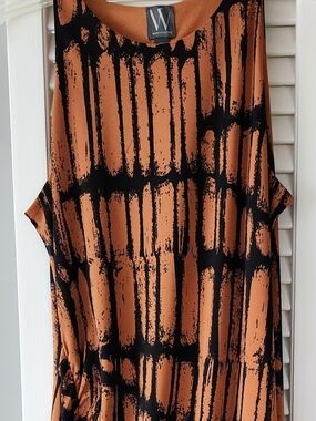 Worthington Rust and Black Abstract Stripe Sleeveless Dress